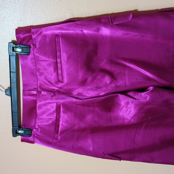 Frame Relaxed Straight Cargo High Waist in Magenta Satin Pockets sz 6 - Picture 7 of 13